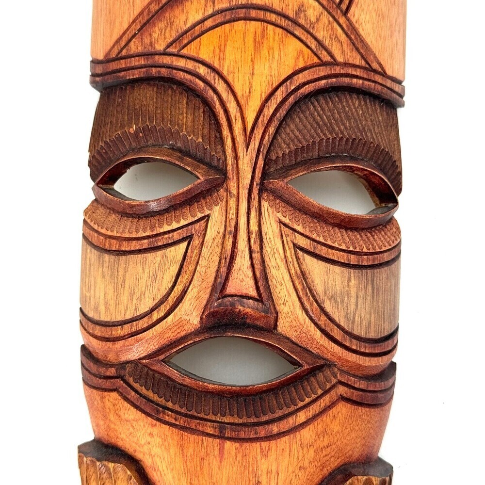 Hand Carved Wooden African Face Mask Tribal Wall Art Africa Wood Paint Oak Stain